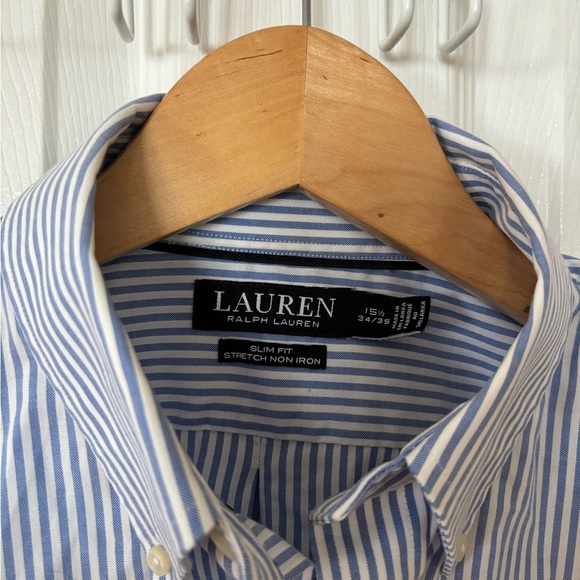 Men’s Blue Striped Dress shirt slim fit, stretch non-iron - Picture 2 of 7